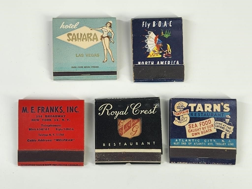 5) VINTAGE ADVERTISING FEATURE MATCHBOOKS