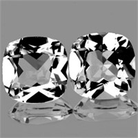 Natural Cushion White Topaz Pair 13.00 MM - {Flawl