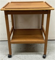 Danish Teak Rolling Bar Cart Mid-Century Modern