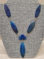 Beautiful Blue Agate Stone Necklace