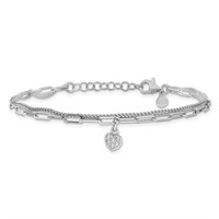 Sterling Silver Rhodium-plated Heart Bracelet