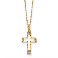 14 kt Diamond Cut Cross Pendant Necklace