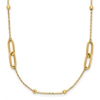 10 Kt Diamond Cut Fancy Link Bead Necklace