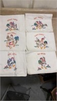 6 HAND STITCHED CHICKEN HAND TOWELS