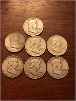 Lot of 7 half dollars - all 90% silver