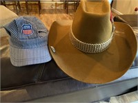 Union Pacific cap, Stetson cowboy hat