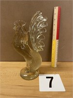 11" TALL ART GLASS ROOSTER
