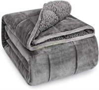 Wemore Sherpa Blanket, 48x72, 15lbs, Grey