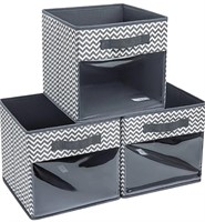 New DIMJ Cube Storage Bins, 3 Packs Clear Window