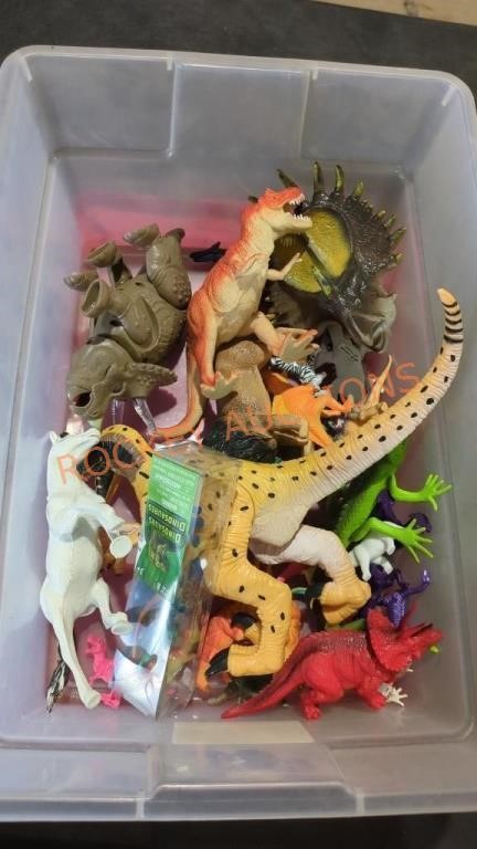 Kids dinosaur and animal toy tote lot