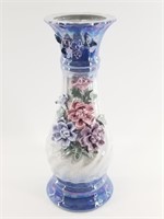 Iridescent 13.5" Vase with raised flower design, g