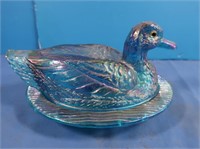 Blue Opalescence Duck Candy Dish