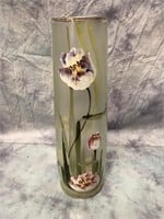 Tall Painted Glass Vase
