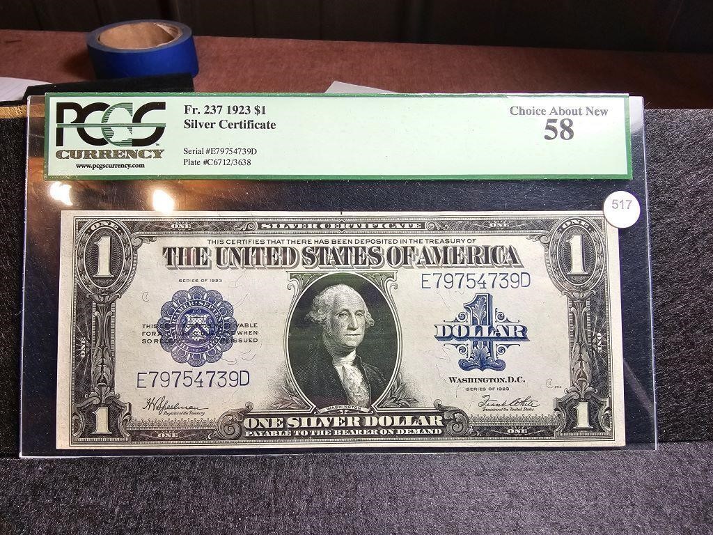 1923 $1 Silver Certificate Horse Blanket - PCGS...