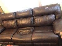 Brown Leather Couch w/ Double Recliner