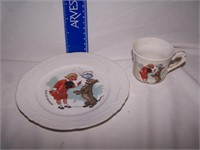 2 PIECE CHILDS PLATE & CUP "BUSTER BROWN" - 7" &