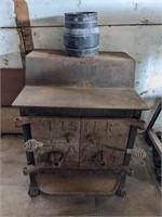 Vintage Fischer Weathered Cast Iron Wood Stove