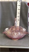 Le Smith glass pink fan basket w/handle