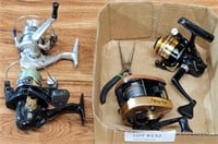 FOUR FISHING REELS & WIRE SNIPPERS