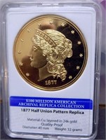 1877 $50 GOLD COIN REPLICA