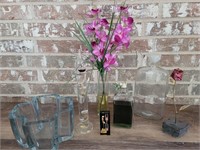 Home Decor Lot with Decor Bottle, Faux Orchid,