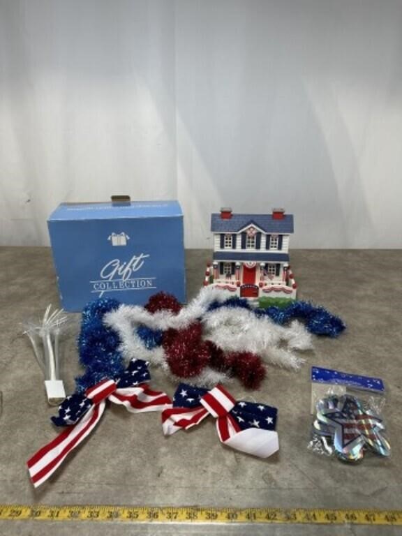 Patriotic Lighted Fiber Optic House and More