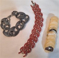 3 Piece Bracelet Wardrobe - Red, Black, & Cream