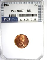 1952 Cent MS67+ RD LISTS $6750