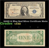 1935G $1 Blue Seal Silver Certificate Grades vf++