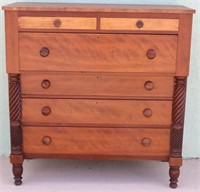 19TH C. CHERRY GENTLEMAN'S CHEST WITH CARVED &