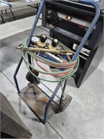 Acetylene torch cart with gauges and torch