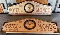 11 - HOTEL du MONDE WALL CLOCKS 6X15"EA (J50)