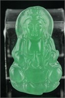 Burma Green Jadeite Carved Guanyin Pendant