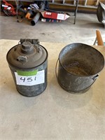 Galvanized  pail and "Cream City" kerosene can