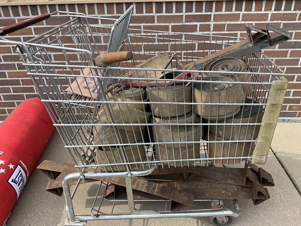 Lot of load straps, stabilization bars, cart not