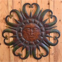 Large Metal Sun Face Wall Art 38" Diameter