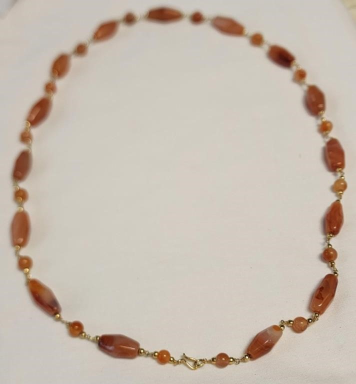 Vintage carnelian bead necklace