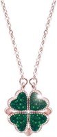 Rose Gold Plated .14ct Emerald Flower Necklace