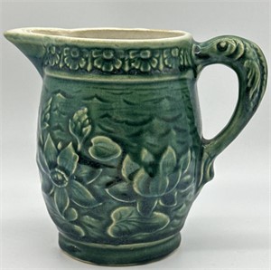Unmarked McCoy Pitcher Water Lilies w/ Fish Handle