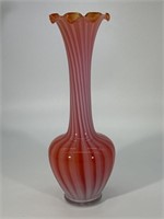 Lauscha Bimini Orange Swirl Ruffle Top Vase