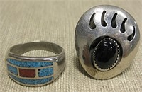 Two Native American Nickel Silver Rings