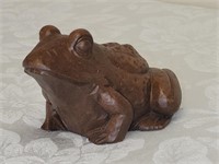 Handcrafted carved wood frog made in the US