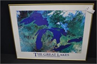 24" x 31" Great Lakes Poster Framed