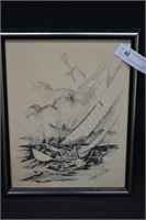 Framed Cheistopher Paul Brollen Sailboat Print