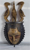 African carved wood mask 17" x 7"