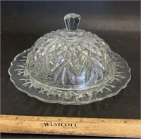 VINTAGE GLASS BUTTER DISH W/COVER