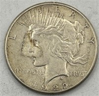 (JJ) 1922 s Silver Peace Dollar Coin