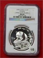 1999 Chinese Panda 10 Yuan NGC MS69 1 Ounce Silver