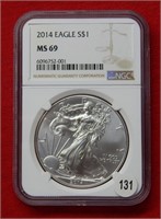 2014 American Eagle NGC MS69 1 Ounce Silver