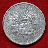 1950 Mexico Silver 5 Peso Railroad Commemorative